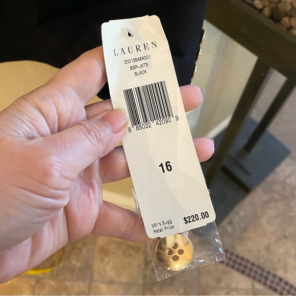 NWT~LAUREN RALPH LAUREN Women Black Crest Gold Button Blazer Jacket Size 16 - Picture 10 of 10